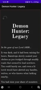 demon hunter legacy starting screen